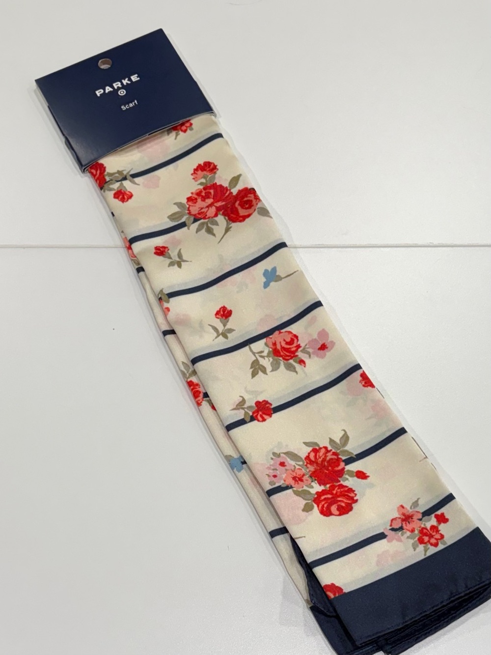 Parke x Target Women’s Floral Square Scarf Cream Navy Lightweight One Size NWT